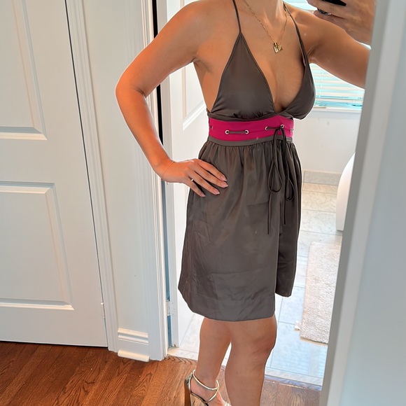 Mini A line party dress size S grey and pink - Picture 3 of 9